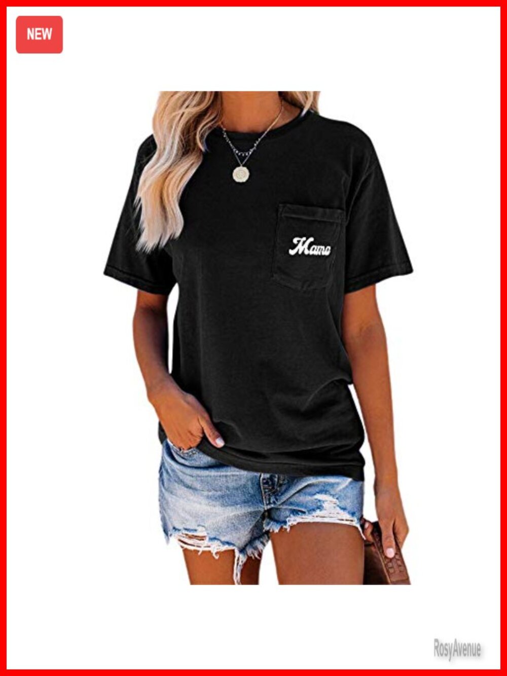 Womens Mama Graphic Tee Crew Neck Short Sleeve Cotton Blend